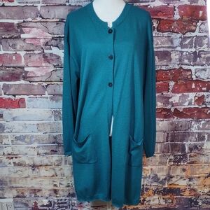 J. Jill Teal Green Cardigan With Pockets